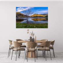 Load image into Gallery viewer, &quot;Ephemeral Embrace 40&quot; x 60&quot; - Presence in a beige Bogo-style dining room, adding a touch of nature&#39;s beauty to your dining space.&quot;
