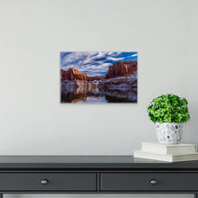Load image into Gallery viewer, &quot;Snow Wonderland 16&quot; x 24&quot; - A captivating scene paired with books and a vase for a stylish decor touch.&quot;

