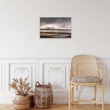 Load image into Gallery viewer, "Winter's Embrace 16" x 24" - Graceful entrance decor, with the print on an entryway wall accompanied by a Bogo-style vase."