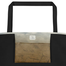 Load image into Gallery viewer, A modern tote bag, seen from the inside. Inner bag printed with  terracotta waves, plus Ana's CameraWork logo