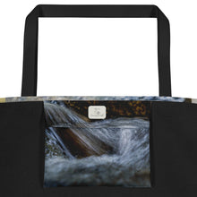 Load image into Gallery viewer, Beautiful ecological tote bag from Ana's CameraWork collection showing its inner bag, made with a beautiful print of a mini waterfall.