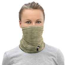 Load image into Gallery viewer, Shades of green in our exquisite product, neck gaiter, where a duck glides gracefully over the water.