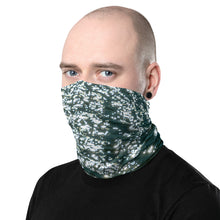 Load image into Gallery viewer, Turquoise neck gaiter with bright sparkles, modeled left side on a man's face