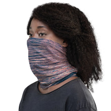 Load image into Gallery viewer, Neck gaiter, versatile accessory modeled as a face mask, on the left side, pink tones.