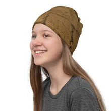 Load image into Gallery viewer, Left front view of an all over print neck gaiter on terracota colors
