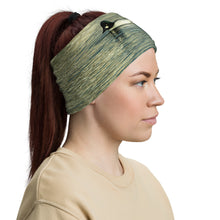 Load image into Gallery viewer, Neck Gaiter, modeled as a head band, right side, beautiful baby duck printed and with reflections on the water