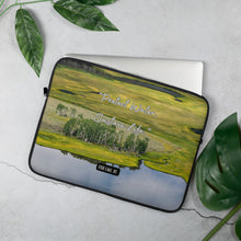 Load image into Gallery viewer, Laptop Sleeve - 15" with Fish Lake, UT., image and inspirational text: "Protect water, sustain life"