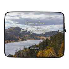 Load image into Gallery viewer, Laptop Sleeve - 15" with Navajo Lake image and inspirational text: "Loving Nature fuels my advocacy"