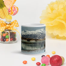 Load image into Gallery viewer, White glossy 11 oz mug with Hyrum Reservoir image, front view.