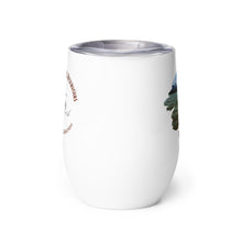 Load image into Gallery viewer, Wine tumbler, white with Hyrum Reservoir, UT printed on the back side.