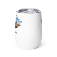 Load image into Gallery viewer, Wine tumbler, white with Flaming Gorge, UT printed on the front side.
