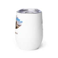 Load image into Gallery viewer, Wine tumbler, white with Flaming Gorge, UT printed on the front side.