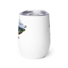 Load image into Gallery viewer, Wine tumbler, white with Fish Lake, UT printed on the front side.
