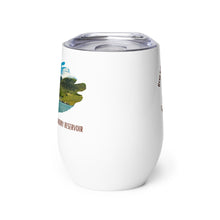 Load image into Gallery viewer, Wine tumbler, white with Strawberry Reservoir, UT printed on the front side.
