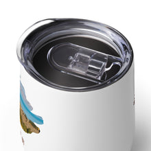 Load image into Gallery viewer, Wine tumbler, white with Bear Lake, UT printed showing details.

