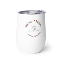 Load image into Gallery viewer, Collectible wine tumbler, white with Ana’s CameraWork logo, printed on the right side.

