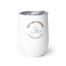 Load image into Gallery viewer, Collectible wine tumbler, white, printed on the right side with logo of Ana Sosa photography.