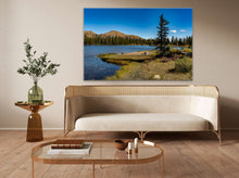 Load image into Gallery viewer, "'Nature's Harmony' 40" x 60" - Gracing a cream-colored living room with cream furniture and wooden flooring, bringing nature indoors."