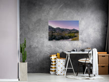 Load image into Gallery viewer, "'Rose Reflection' 24" x 36" - Grace a stylish office wall, paired with elegant shopping bags, vintage file boxes, and an antique chair with a modern cushion."