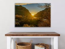 Load image into Gallery viewer, Sunset Between Canyons 24" x 36" - Elevate your entryway with this mesmerizing sunset, paired perfectly with an bogo table