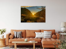 Load image into Gallery viewer, Sunset Between Canyons 40" x 60" - Transform your space with this stunning sunset, complementing orange sofas for a vibrant contrast.