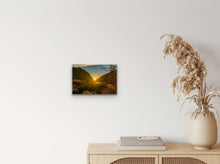 Load image into Gallery viewer, Sunset Between Canyons 8&quot; x 12&quot; - A smaller yet impactful piece, ideal for cozy spaces, paired with the same elegant Bogo vase.
