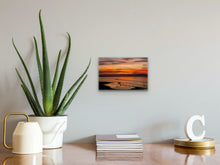 Load image into Gallery viewer, •	"‘Twilight Orange’ 8" x 12" - Intimate beauty  showcasing the artwork's size harmony with the decoration on the furniture."