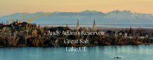 Load image into Gallery viewer, Andy Adam&#39;s Reservoir and Great Salt lake photography with text &quot; Find your own path&quot;
