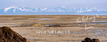 Load image into Gallery viewer, Great Salt Lake, UT.  Ana Sosa&#39;s photography with text: &quot; Adventure is the best way to learn&quot;
