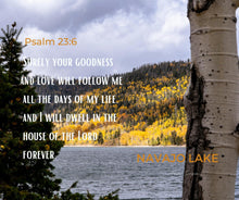 Load image into Gallery viewer, Ana Sosa&#39;s photography of Navajo Lake with Psalm 23:6
