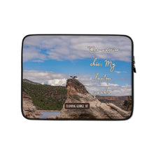 Load image into Gallery viewer, Laptop Sleeve - 13&quot; with Flaming Gorge,UT., image and inspirational text: &quot;Eco_Warrior clic: My laptop speaks&quot;
