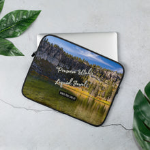 Load image into Gallery viewer, Laptop Sleeve - 13&quot; with White Pine Lake, UT., image and inspirational text: &quot;Preserve Utah&#39;s Liquid Jewels&quot;
