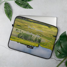 Load image into Gallery viewer, Laptop Sleeve - 15&quot; with Fish Lake, UT., image and inspirational text: &quot;Protect water, sustain life&quot;
