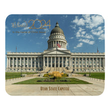Load image into Gallery viewer, Mouse Pad, let your daily tasks be accompanied by the greatness of the Utah Capitol and the hopeful phrase of a prosperous 2024.
