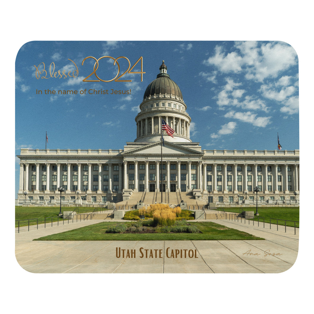 Mouse Pad, let your daily tasks be accompanied by the greatness of the Utah Capitol and the hopeful phrase of a prosperous 2024.