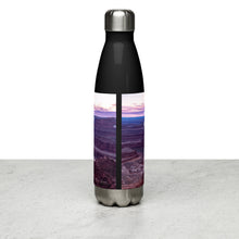 Load image into Gallery viewer, Stainless steel water bottle black 17 oz. On shelf, back side showing details 
