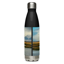 Load image into Gallery viewer, Stainless steel water bottle black 17 oz. Back side, The Great Salt Lake, UT., image and &#39;Adventure awaits, Hydrate!&#39; printed.

