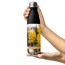 Load image into Gallery viewer, Stainless steel water bottle black 17 oz, left with Fall 2023 picture printed, Collectible!
