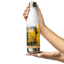 Load image into Gallery viewer, Stainless steel water bottle white 17 oz, left with Fall 2023 picture printed, Collectible!
