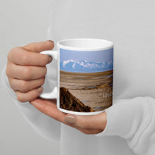 Load image into Gallery viewer, White glossy mug 11 oz with Great Salte Lake image, handle on left
