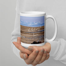 Load image into Gallery viewer, White glossy mug 15 oz with Great Salte Lake image, handle on right.
